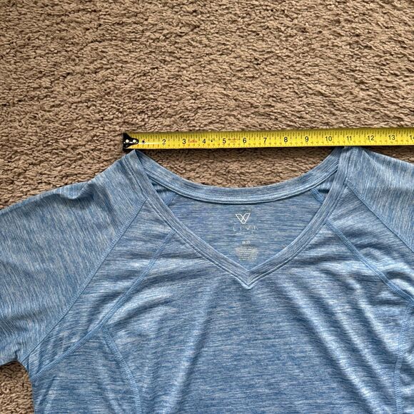 Lane Bryant Livi Active Women T-Shirt 18/20 Blue White V-Neck Short-Sleeve - Picture 7 of 9